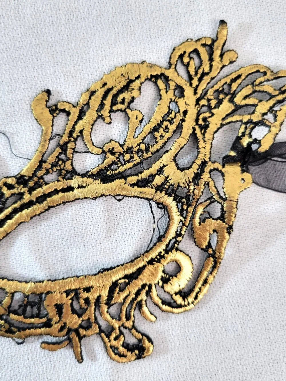 Gold Laser Cut Metal Filigree Masquerade Mask - Venetian Party Prom Ball